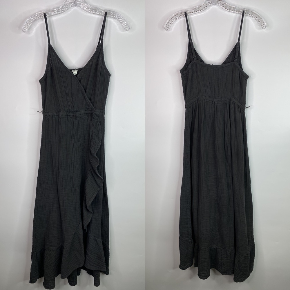 Aerie Grey Vneck Ruffle Dress Size Small